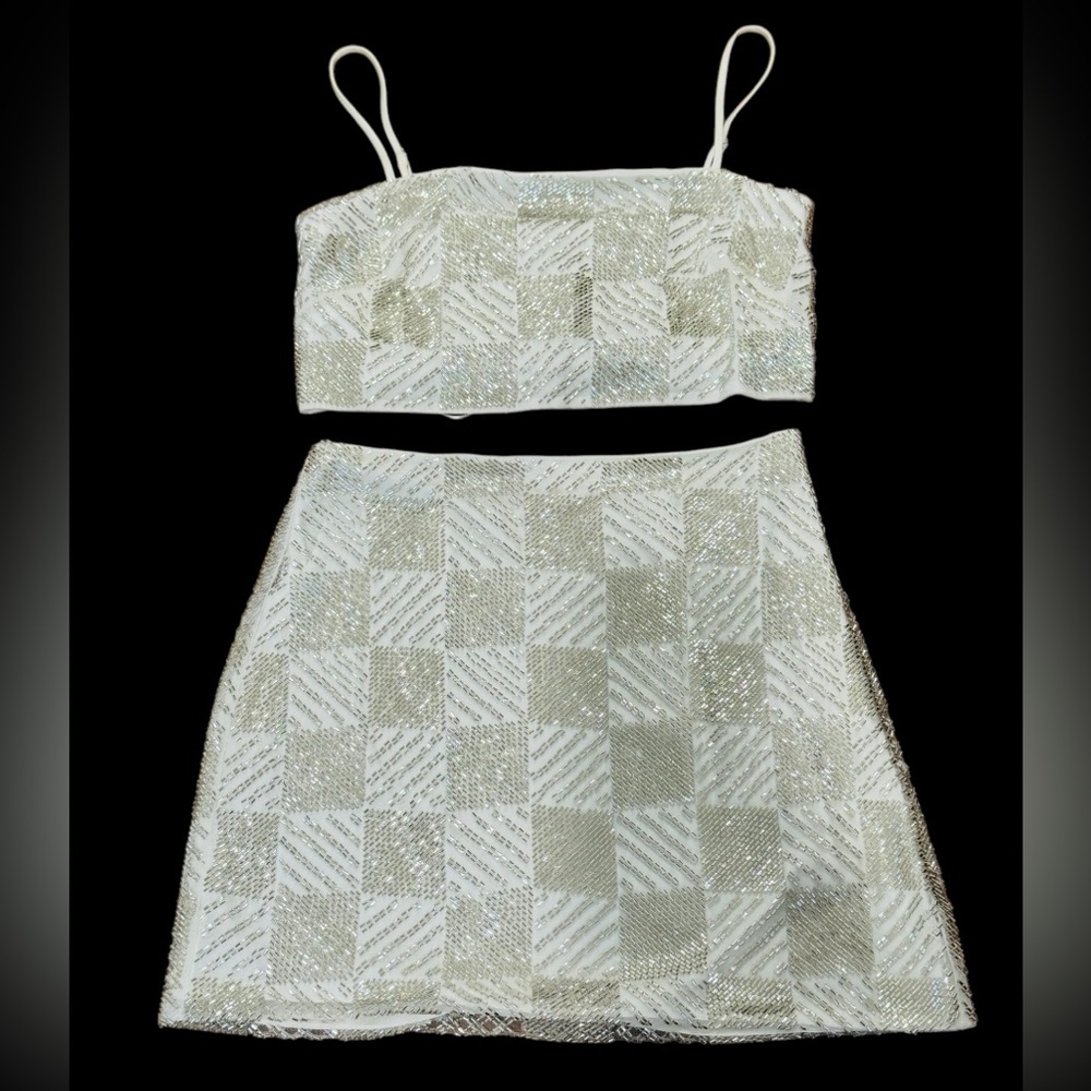 RAMY BROOK***Sequined Embellised Top w/ Matching Mini Skirt***Small $785 - Picture 4 of 6